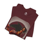 Gothic Fallen Angel With Skull Tee — Dark Fantasy Winged Woman Graphic T-Shirt