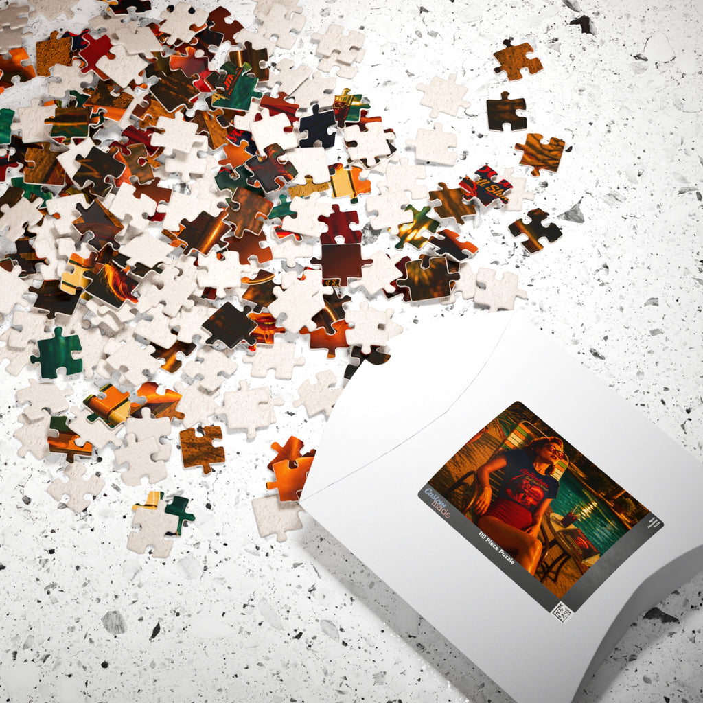The Apocalypse Still Shines Through — Nuclear Chic Jigsaw Puzzle | Retro Poolside Pin-Up Night Scene (110, 252, 520, 1014-piece)