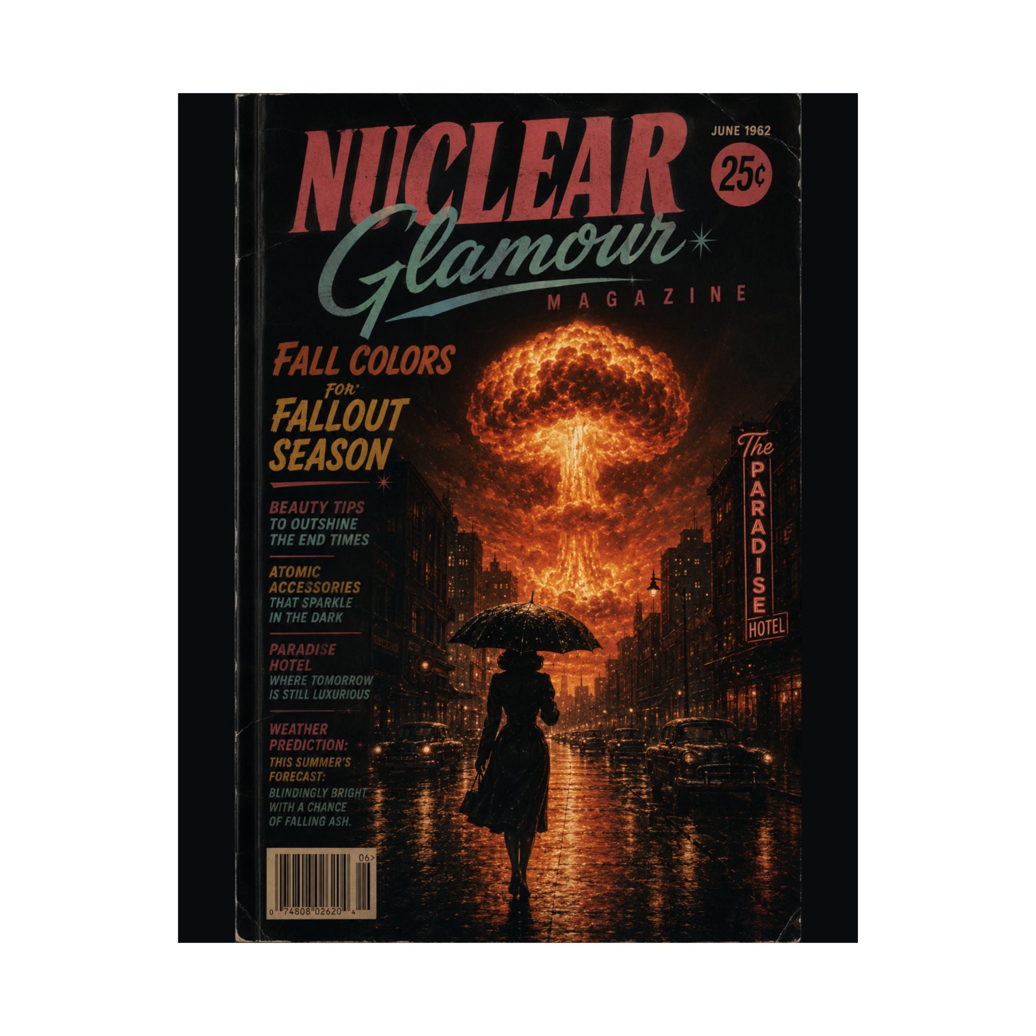 Nuclear Glamour Magazine, June 1962 — Vintage Apocalypse Cover Art Poster | Nuclear Chic Retro Wall Decor