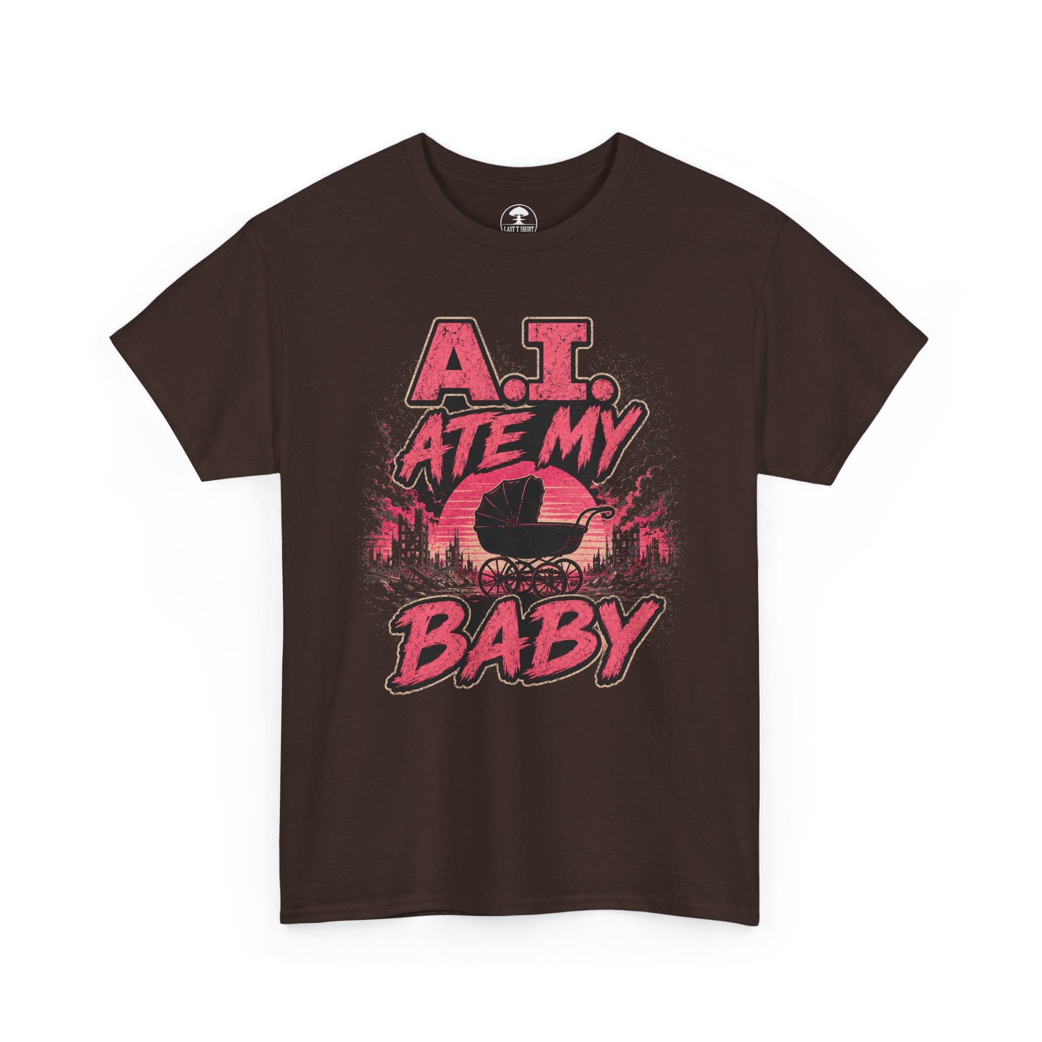 A.I. Ate My Baby -- Horror Baby Carriage -- Dark Humor Tee