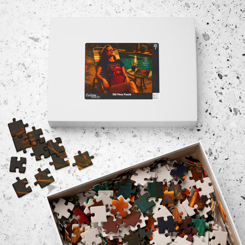 The Apocalypse Still Shines Through — Nuclear Chic Jigsaw Puzzle | Retro Poolside Pin-Up Night Scene (110, 252, 520, 1014-piece)