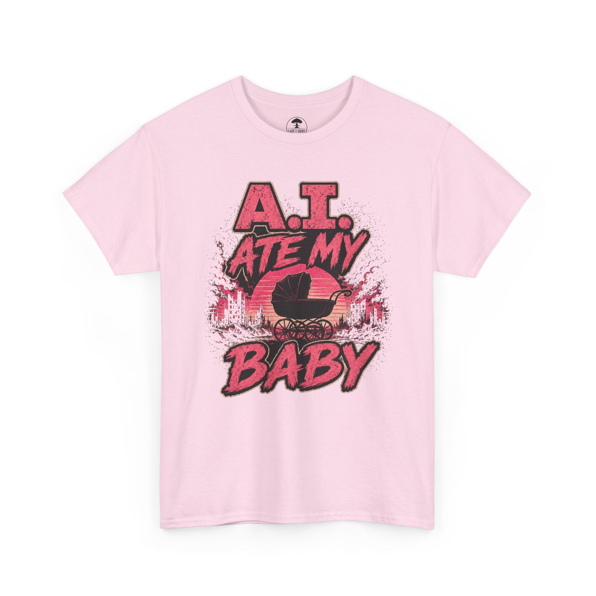 A.I. Ate My Baby -- Horror Baby Carriage -- Dark Humor Tee