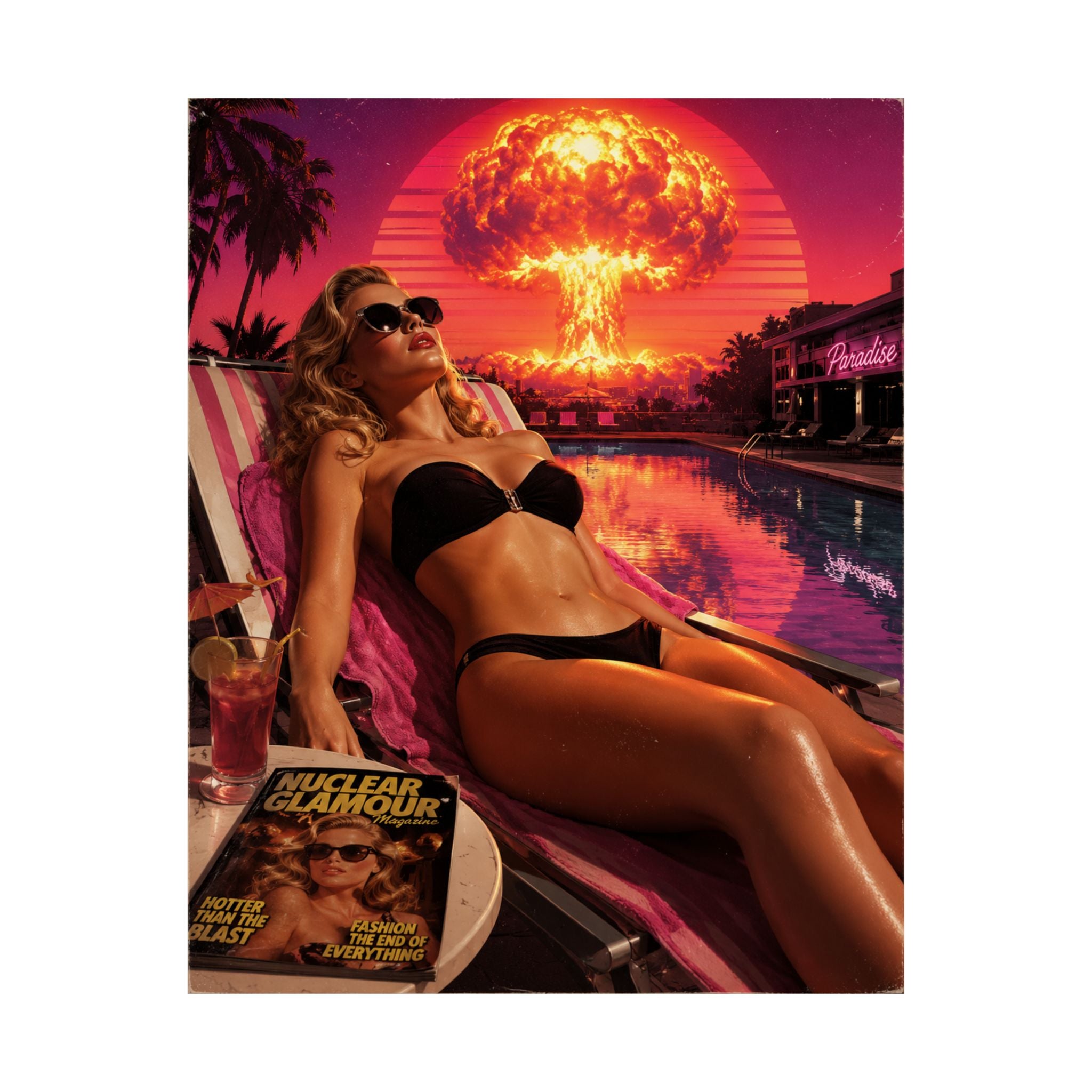 Hotter Than the Blast Wave — Nuclear Glamour Apocalypse Poster | Nuclear Chic Wall Art