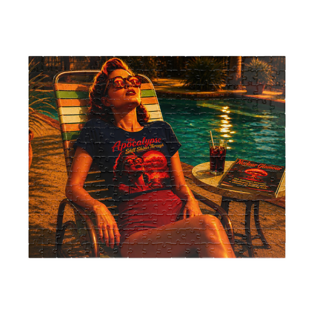 The Apocalypse Still Shines Through — Nuclear Chic Jigsaw Puzzle | Retro Poolside Pin-Up Night Scene (110, 252, 520, 1014-piece)