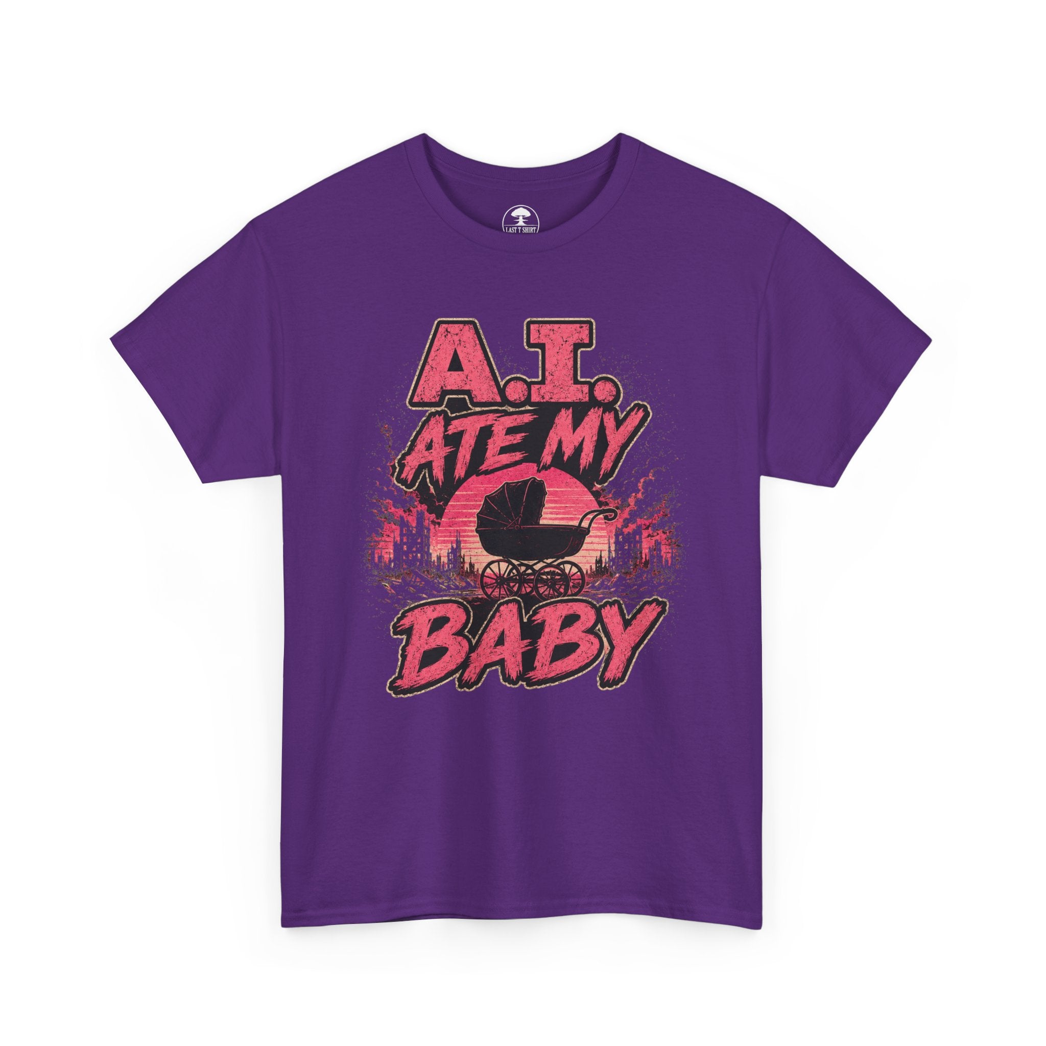 A.I. Ate My Baby -- Horror Baby Carriage -- Dark Humor Tee
