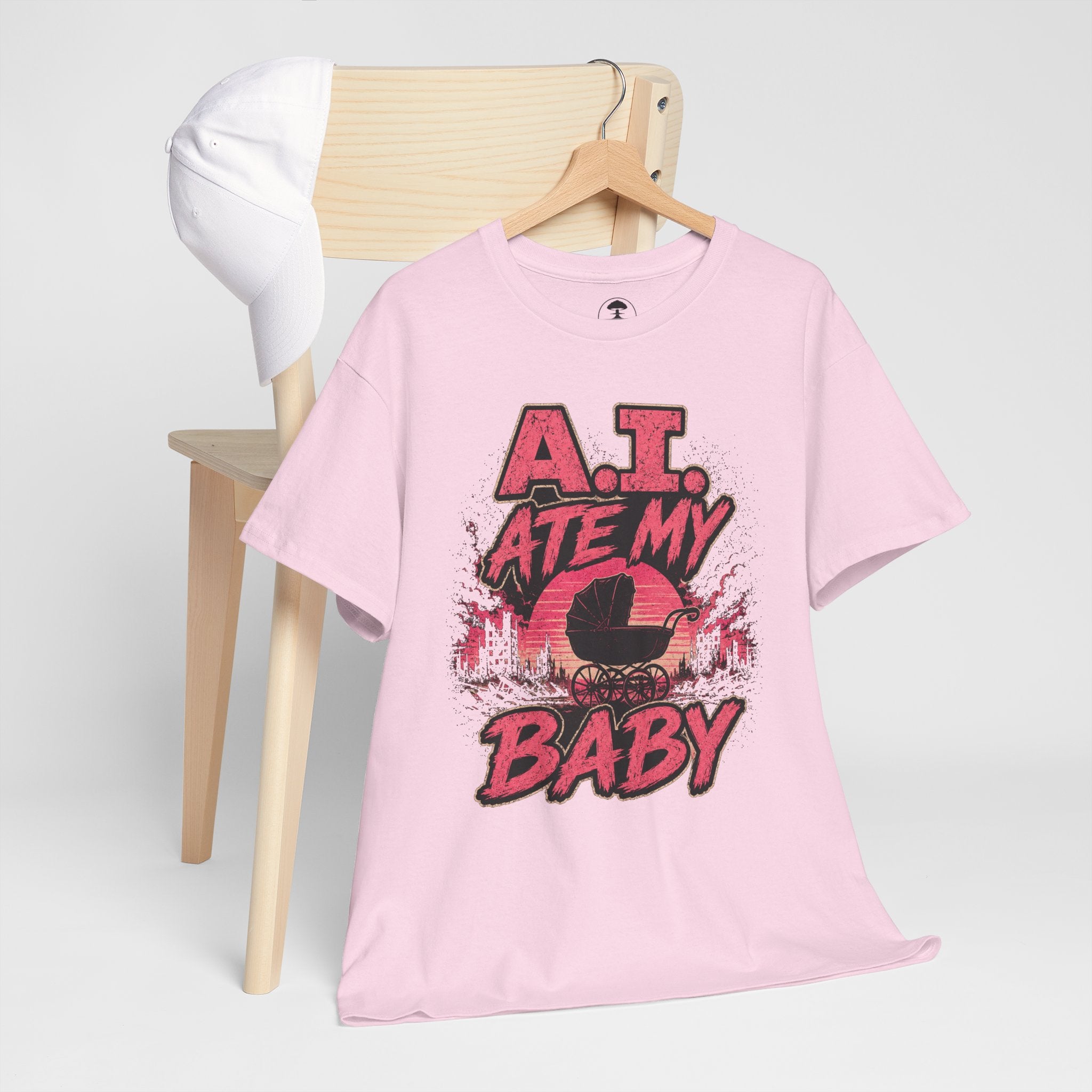 A.I. Ate My Baby -- Horror Baby Carriage -- Dark Humor Tee