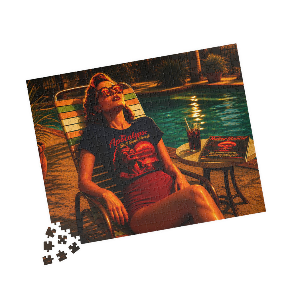The Apocalypse Still Shines Through — Nuclear Chic Jigsaw Puzzle | Retro Poolside Pin-Up Night Scene (110, 252, 520, 1014-piece)