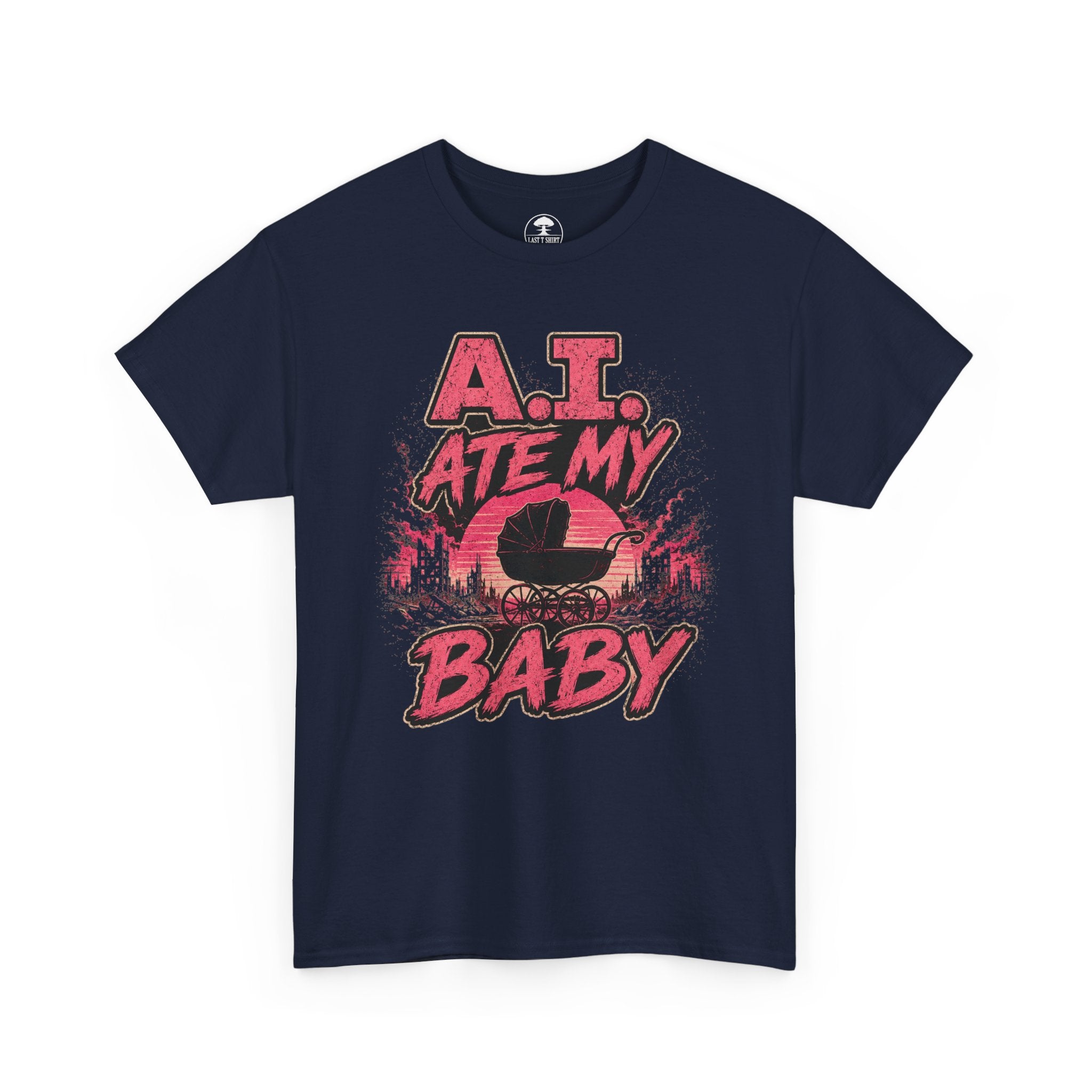 A.I. Ate My Baby -- Horror Baby Carriage -- Dark Humor Tee