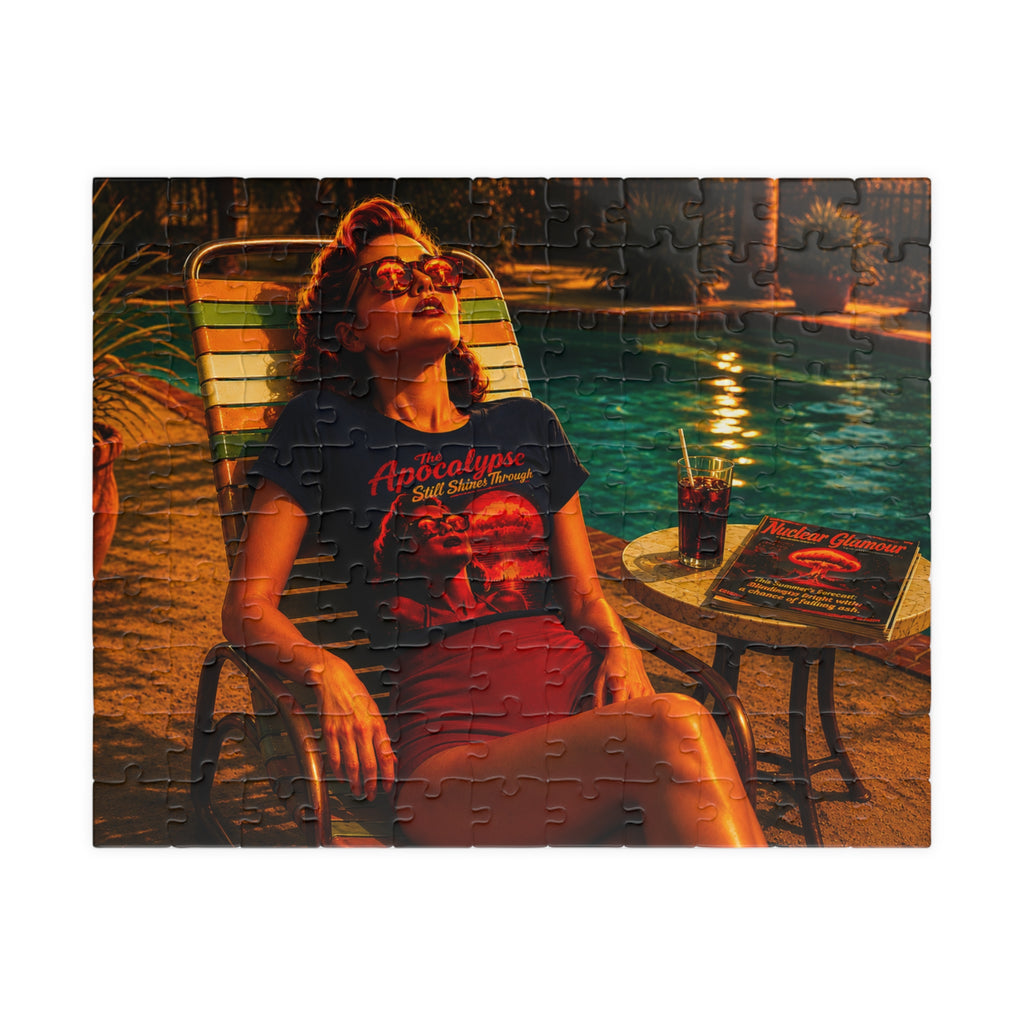 The Apocalypse Still Shines Through — Nuclear Chic Jigsaw Puzzle | Retro Poolside Pin-Up Night Scene (110, 252, 520, 1014-piece)