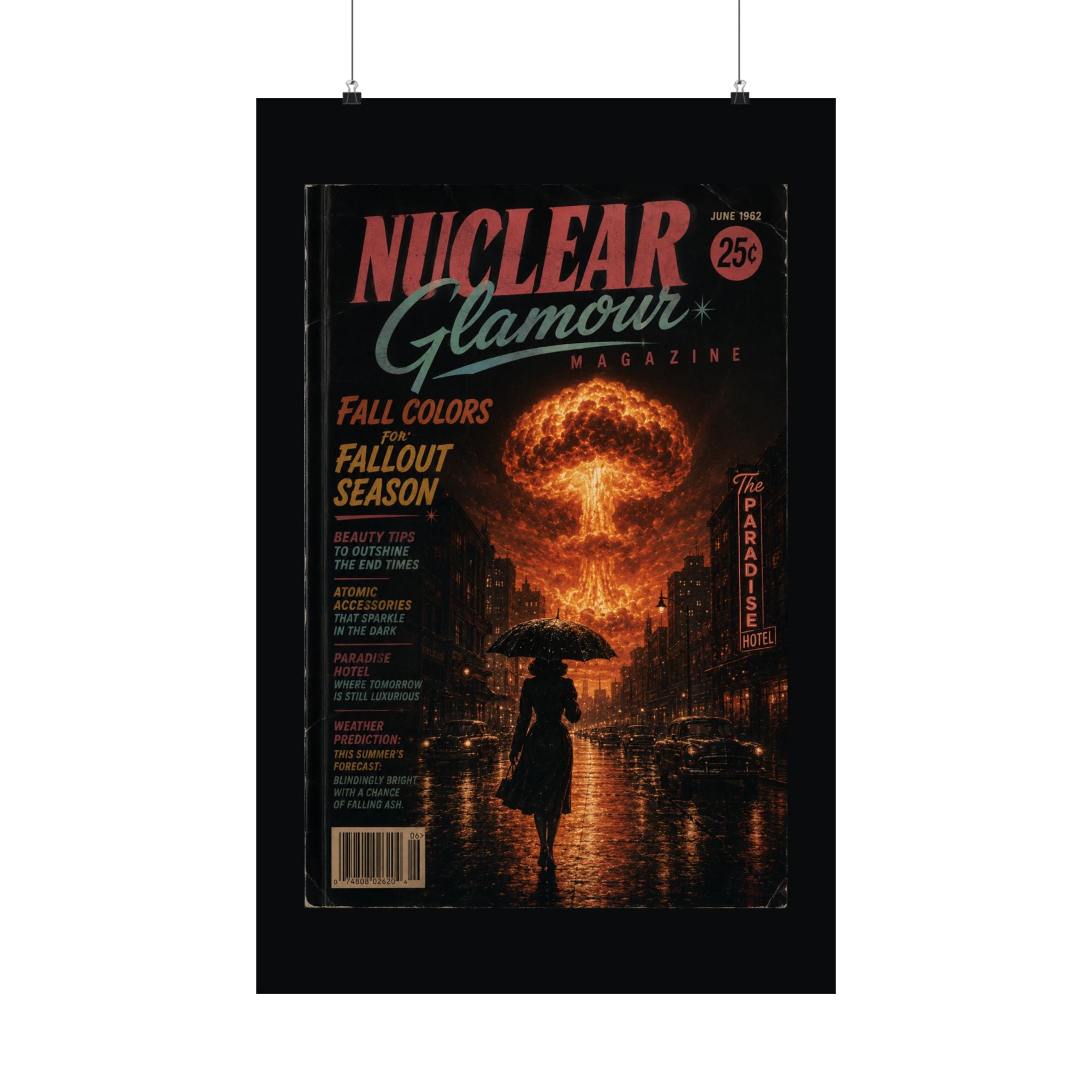 Nuclear Glamour Magazine, June 1962 — Vintage Apocalypse Cover Art Poster | Nuclear Chic Retro Wall Decor