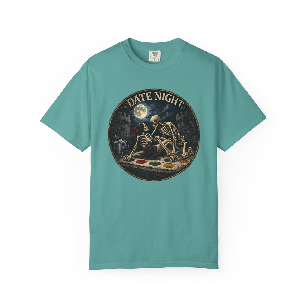 Date Night — Skeleton Lovers Gothic Romance Tee, Dark Humor | Comfort Colors 1717 Garment-Dyed