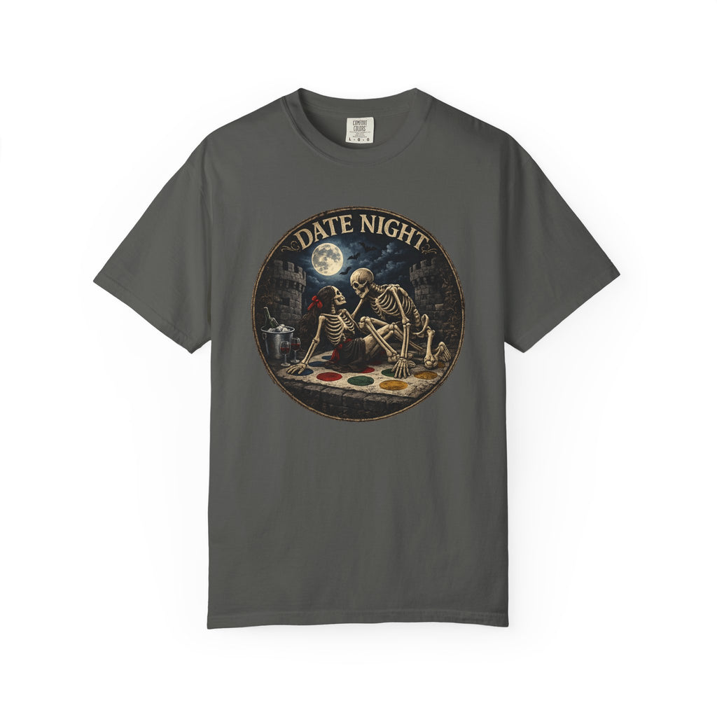 Date Night — Skeleton Lovers Gothic Romance Tee, Dark Humor | Comfort Colors 1717 Garment-Dyed