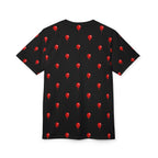 Red Balloon on Black Pattern Tee — All-Over Print Graphic T-Shirt - Polka-dots