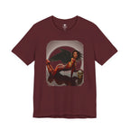 Gothic Fallen Angel With Skull Tee — Dark Fantasy Winged Woman Graphic T-Shirt