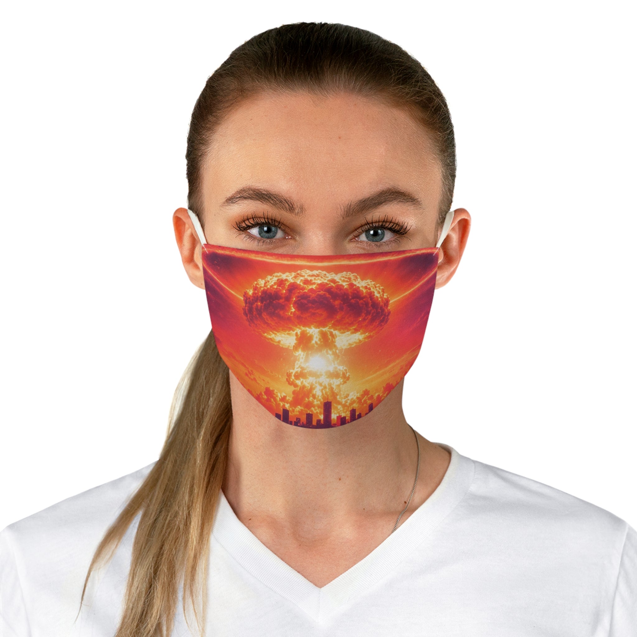 Nuclear Chic Mushroom Cloud Fabric Face Mask -- Colorful Apocalypse Glam Mask