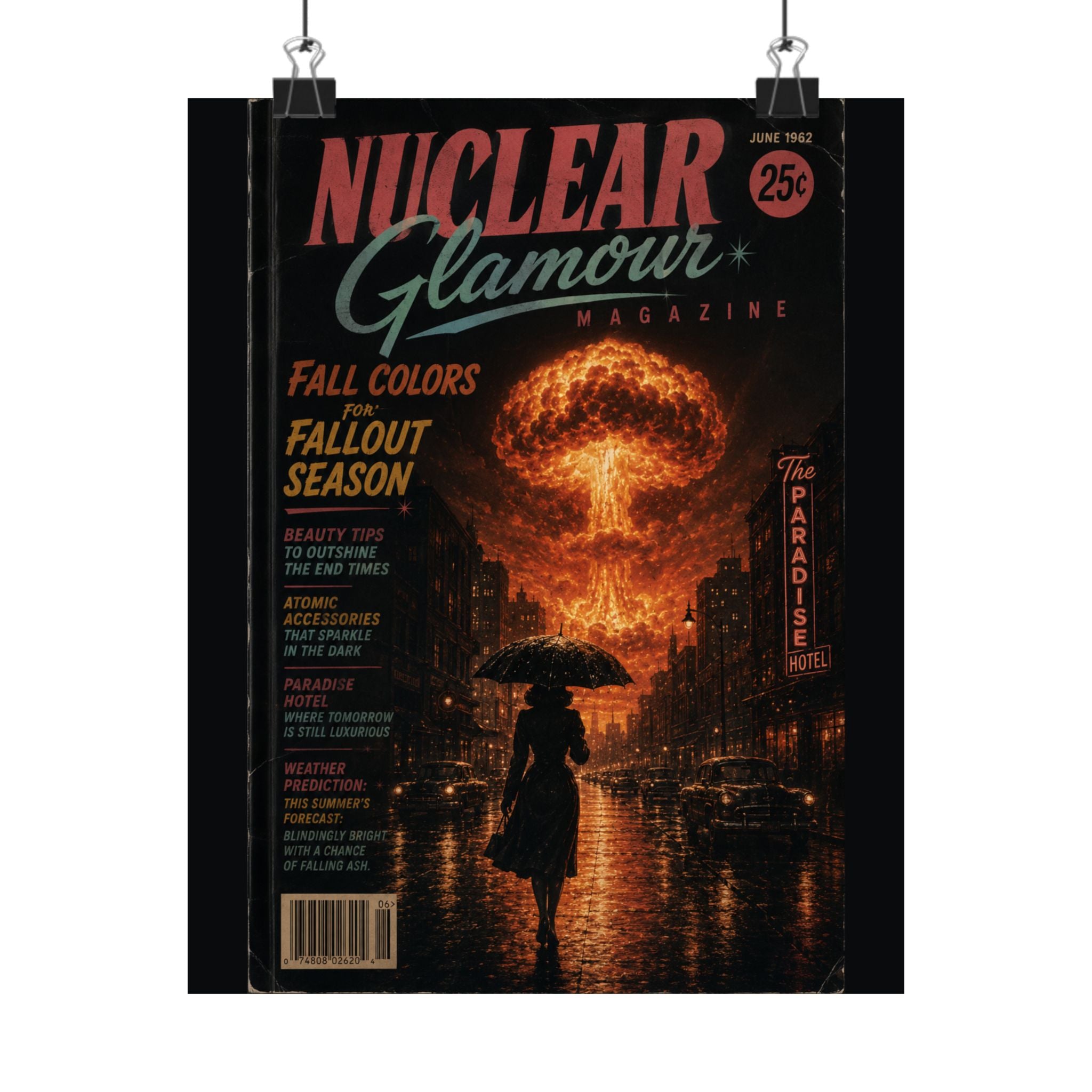 Nuclear Glamour Magazine, June 1962 — Vintage Apocalypse Cover Art Poster | Nuclear Chic Retro Wall Decor