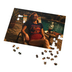 "The Apocalypse Still Shines Through" — Nuclear Chic Jigsaw Puzzle in Tin | Retro Poolside Pin-Up Twilight Scene