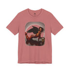 Gothic Fallen Angel With Skull Tee — Dark Fantasy Winged Woman Graphic T-Shirt