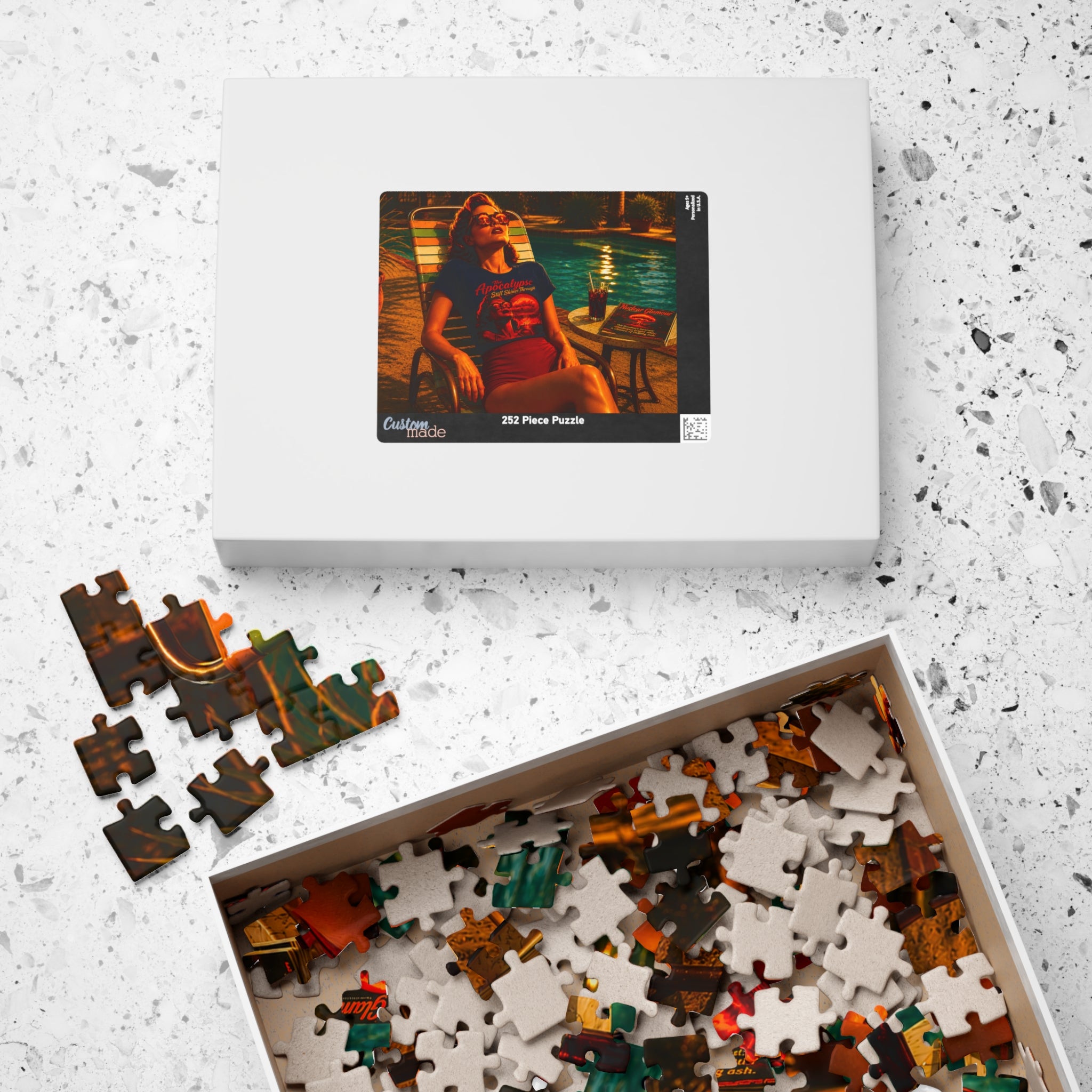 The Apocalypse Still Shines Through — Nuclear Chic Jigsaw Puzzle | Retro Poolside Pin-Up Night Scene (110, 252, 520, 1014-piece)