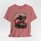 Gothic Fallen Angel With Skull Tee — Dark Fantasy Winged Woman Graphic T-Shirt