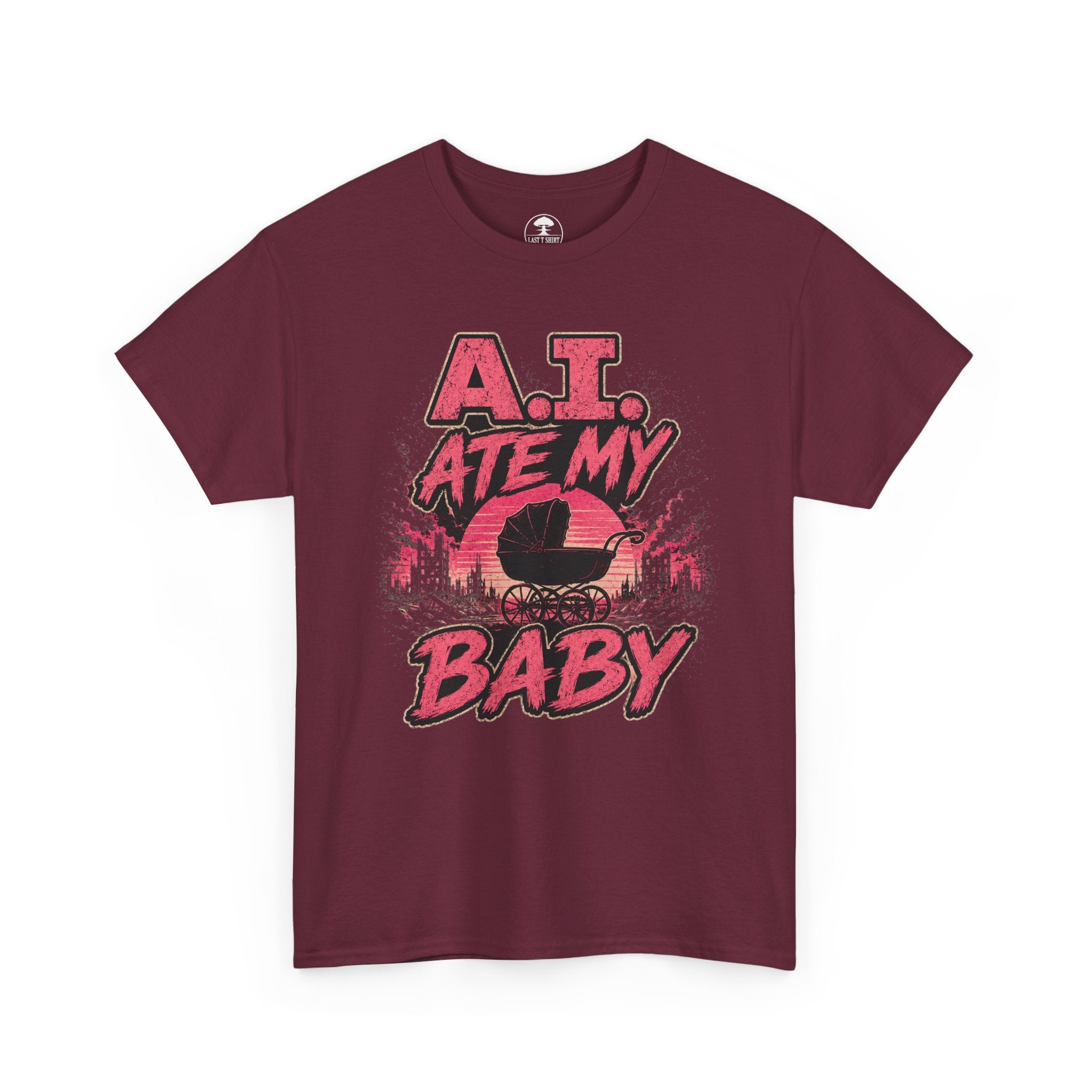 A.I. Ate My Baby -- Horror Baby Carriage -- Dark Humor Tee