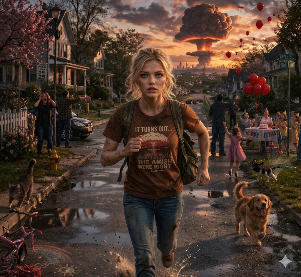 "It Turns Out... The Amish Were Right" Nuclear Mushroom Cloud