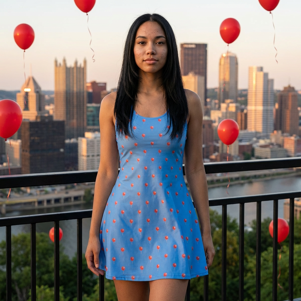 Red Balloons in a Blue Sky - Racerback Summer Dress