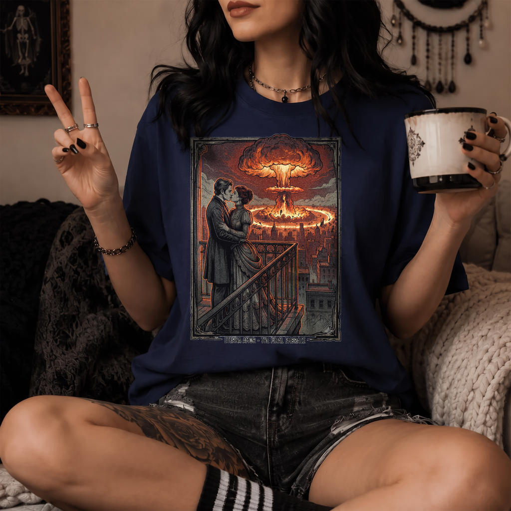 Eterna Amor: The Final Embrace — Romantic Apocalypse Lovers Tee | Comfort Colors 1717 Garment-Dyed
