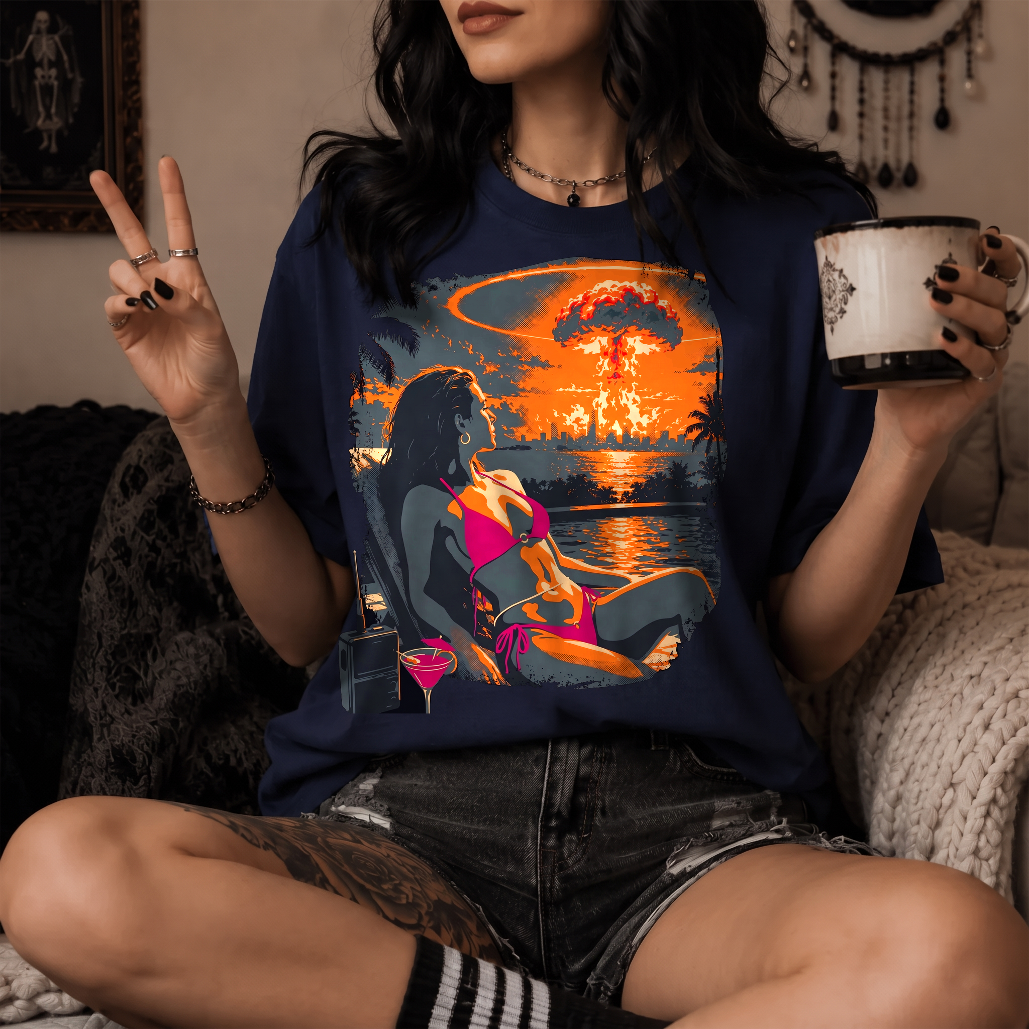 Nuclear Sunset — Nuclear Chic Apocalypse Beach Tee | Comfort Colors 1717 Garment-Dyed Dark Humor