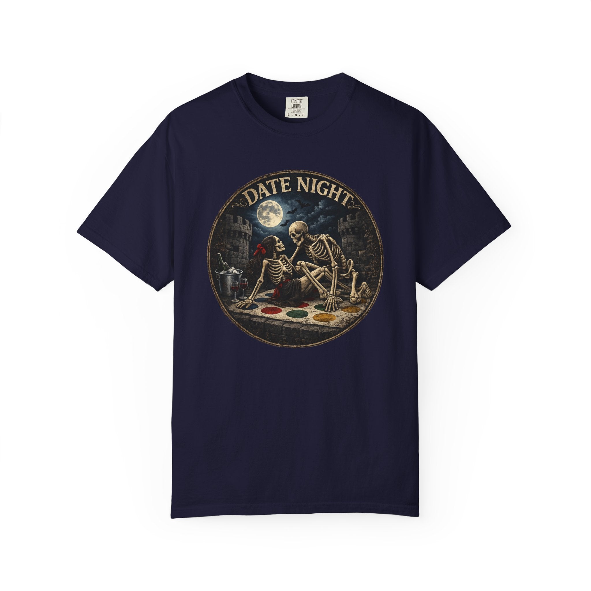 Date Night — Skeleton Lovers Gothic Romance Tee, Dark Humor | Comfort Colors 1717 Garment-Dyed