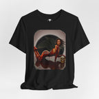 Gothic Fallen Angel With Skull Tee — Dark Fantasy Winged Woman Graphic T-Shirt