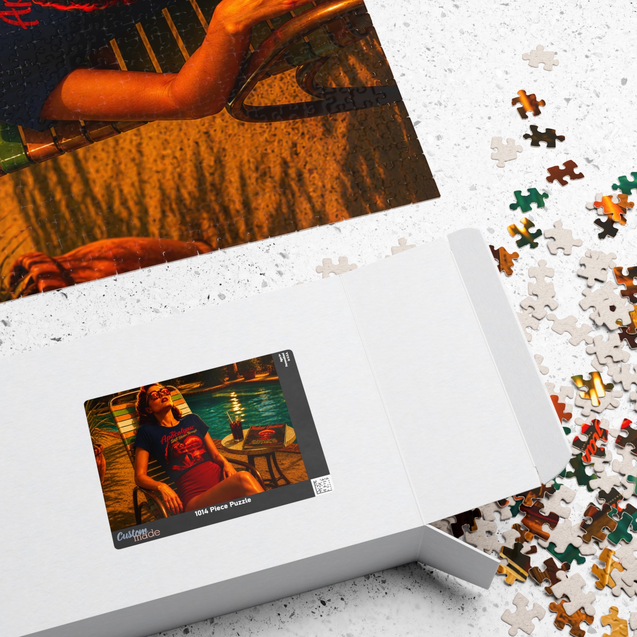 The Apocalypse Still Shines Through — Nuclear Chic Jigsaw Puzzle | Retro Poolside Pin-Up Night Scene (110, 252, 520, 1014-piece)