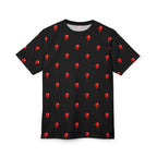 Red Balloon on Black Pattern Tee — All-Over Print Graphic T-Shirt - Polka-dots