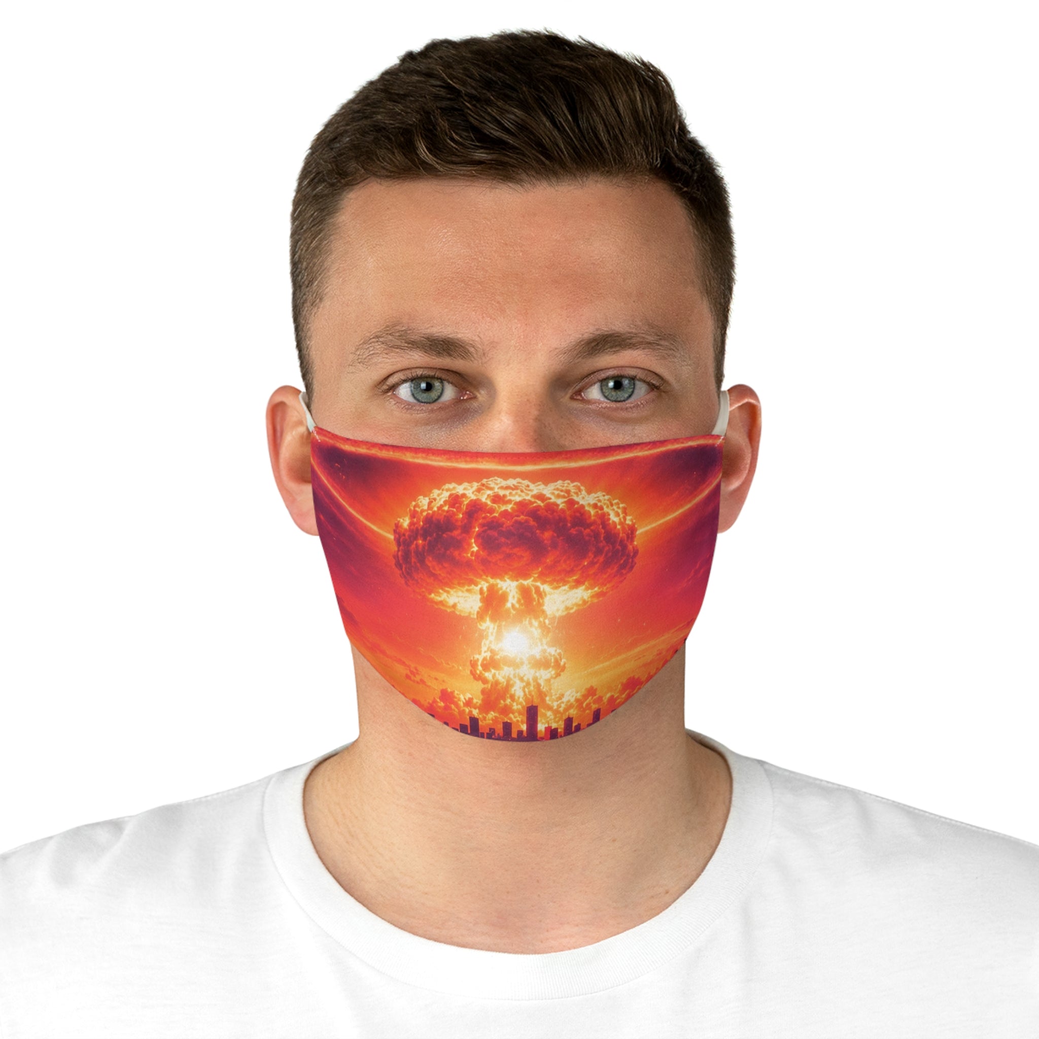 Nuclear Chic Mushroom Cloud Fabric Face Mask -- Colorful Apocalypse Glam Mask