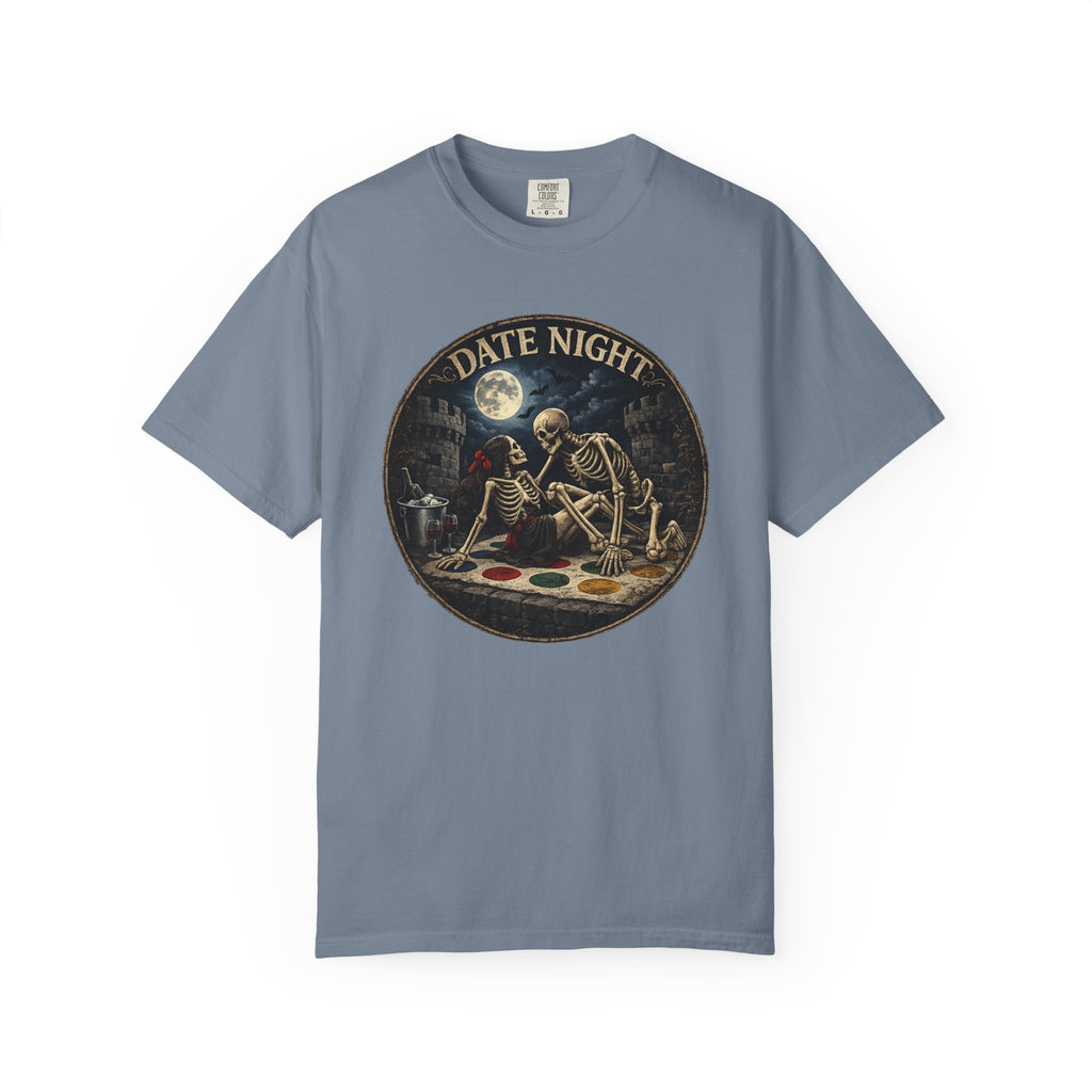 Date Night — Skeleton Lovers Gothic Romance Tee, Dark Humor | Comfort Colors 1717 Garment-Dyed
