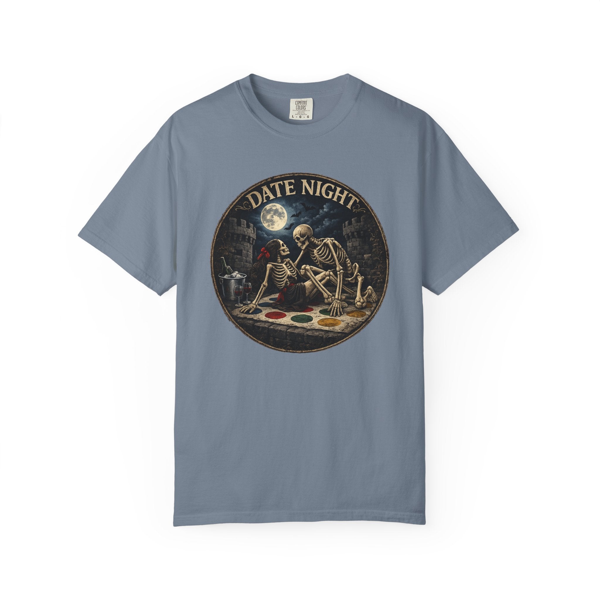 Date Night — Skeleton Lovers Gothic Romance Tee, Dark Humor | Comfort Colors 1717 Garment-Dyed