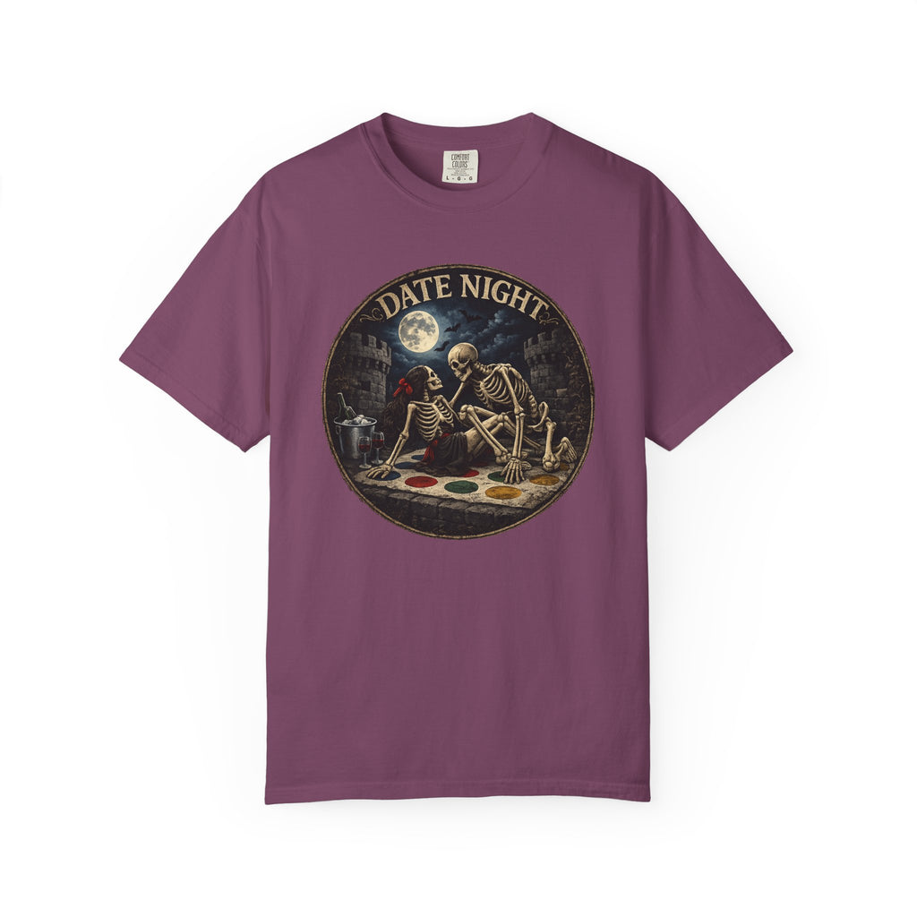 Date Night — Skeleton Lovers Gothic Romance Tee, Dark Humor | Comfort Colors 1717 Garment-Dyed