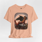 Gothic Fallen Angel With Skull Tee — Dark Fantasy Winged Woman Graphic T-Shirt