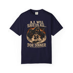AI Will Save Us All (For Dinner) — Killer Robot Dark Humor Tee | Comfort Colors 1717 Garment-Dyed
