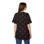 Red Balloon on Black Pattern Tee — All-Over Print Graphic T-Shirt - Polka-dots