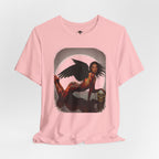 Gothic Fallen Angel With Skull Tee — Dark Fantasy Winged Woman Graphic T-Shirt